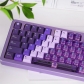 Purple Lilac 94+114 PBT Dye-subbed PC Crystal Semitransparent Backlit Cool Keycaps Set Screen Printing for Cherry MX Keyboard